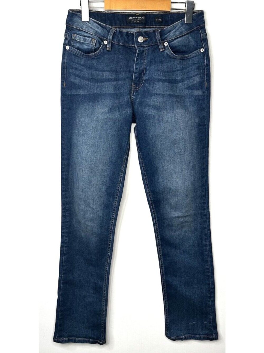 Lucky Brand Jeans Womens 8 29x31 Blue Mid Rise Straight Leg Stretch Denim Cotton